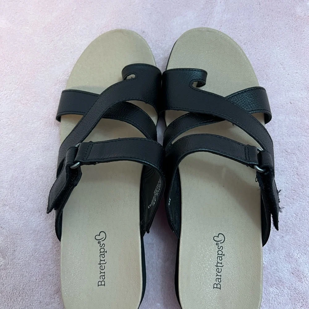 BareTraps Black Wedge Adjustable Collis Sandal Sz 10
